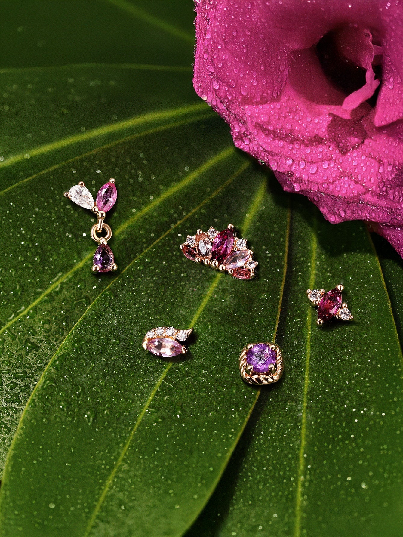 Gem Garden Marquise Garnet Flatback in 14K Solid Gold