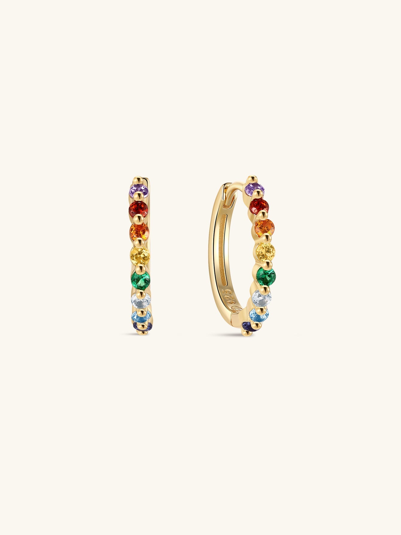 Gem Garden Rainbow Pavé Hoops in Sterling Silver