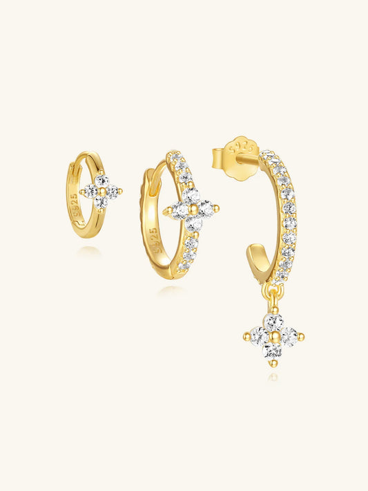 925 Sterling Silver Flower Pave Zircon Earring Series