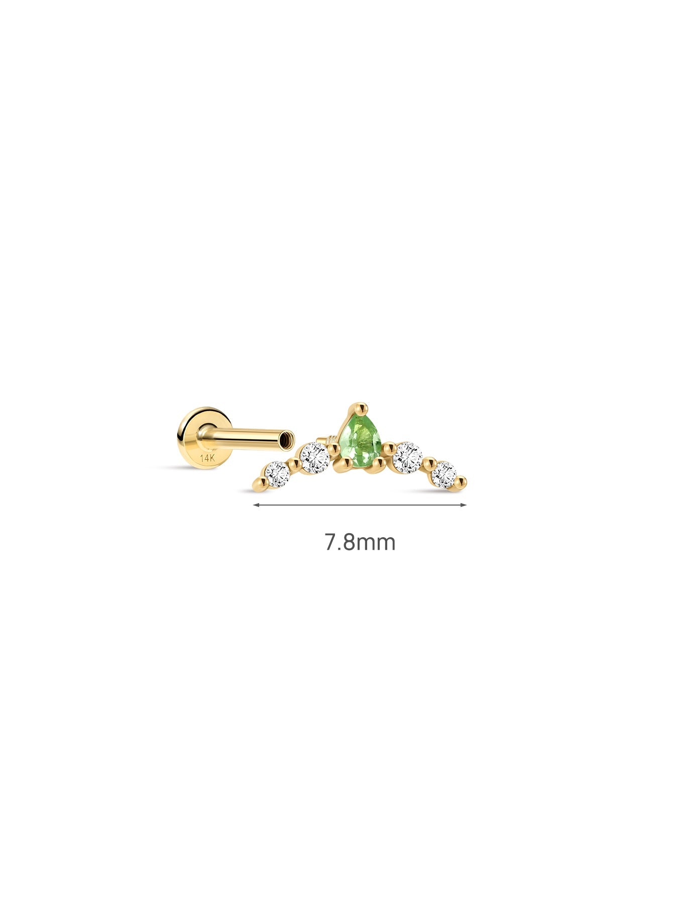 Gem Garden Peridot Arc Flatback in 14K Solid Gold