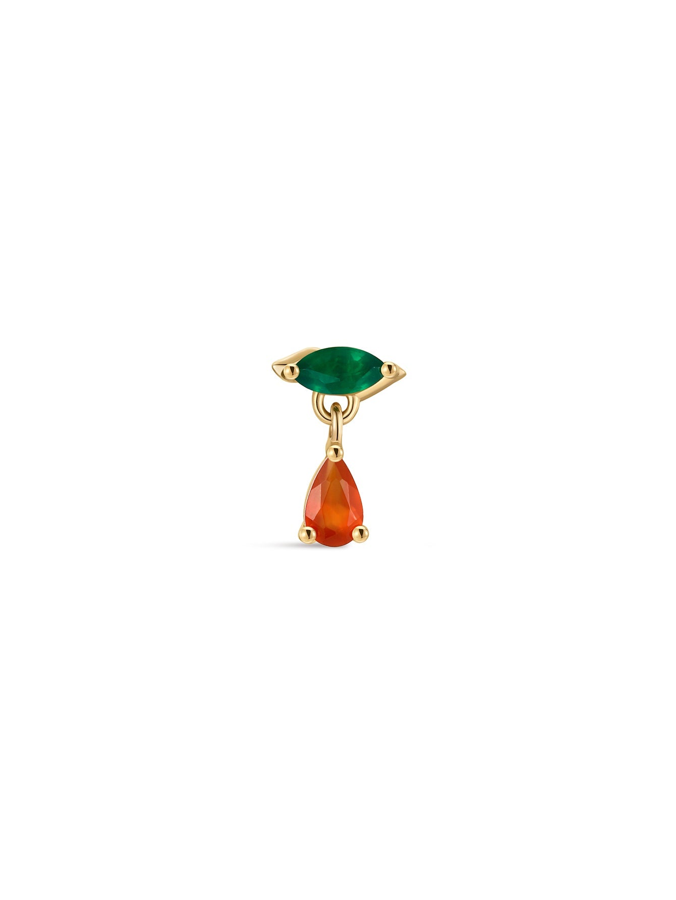 Gem Garden Agate Twist Drop Flatback in 14K Solid Gold