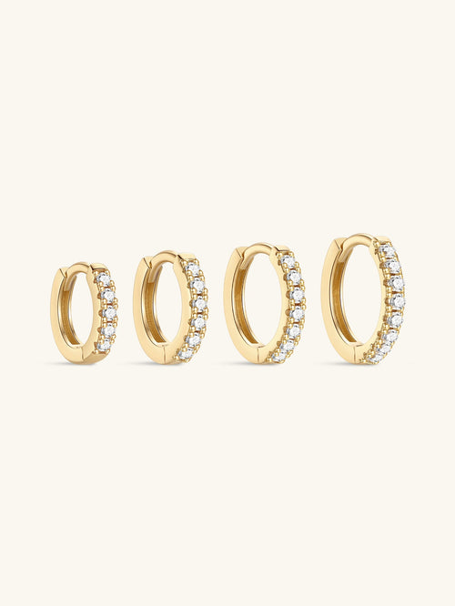 925 Sterling Silver Dainty Elegant Zircon Huggies Earrings